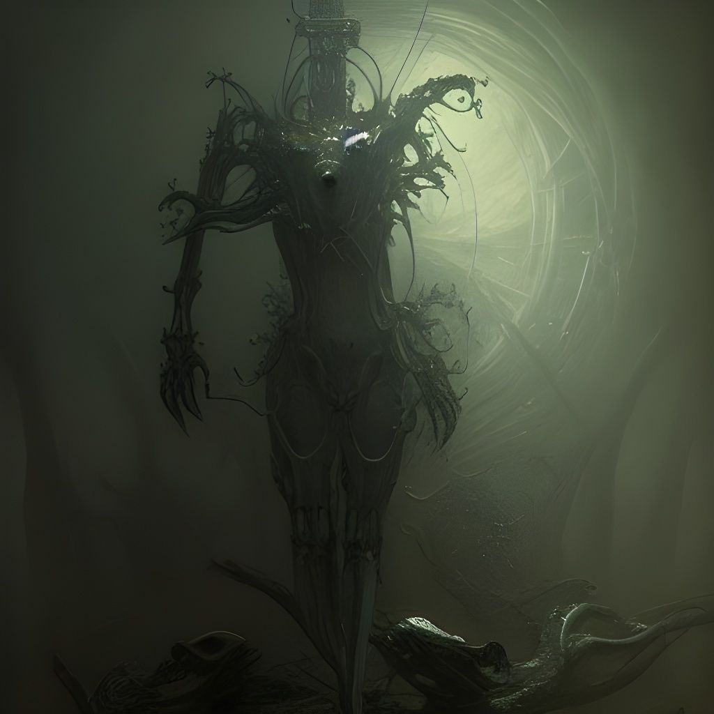 Creepy Biomechanical Hybrid Creature in Horror Style