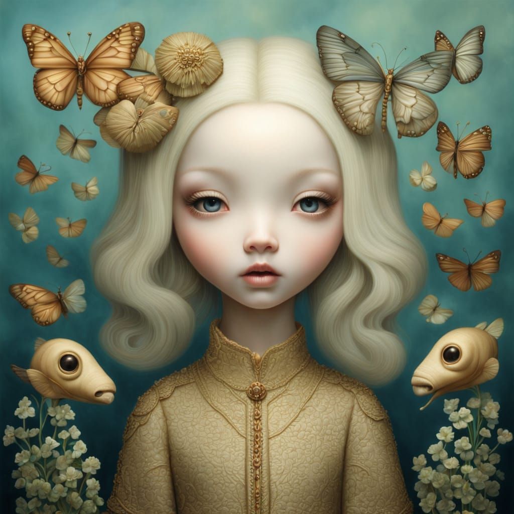 Dreamlike Figures in a Surreal, Whimsical Art Style