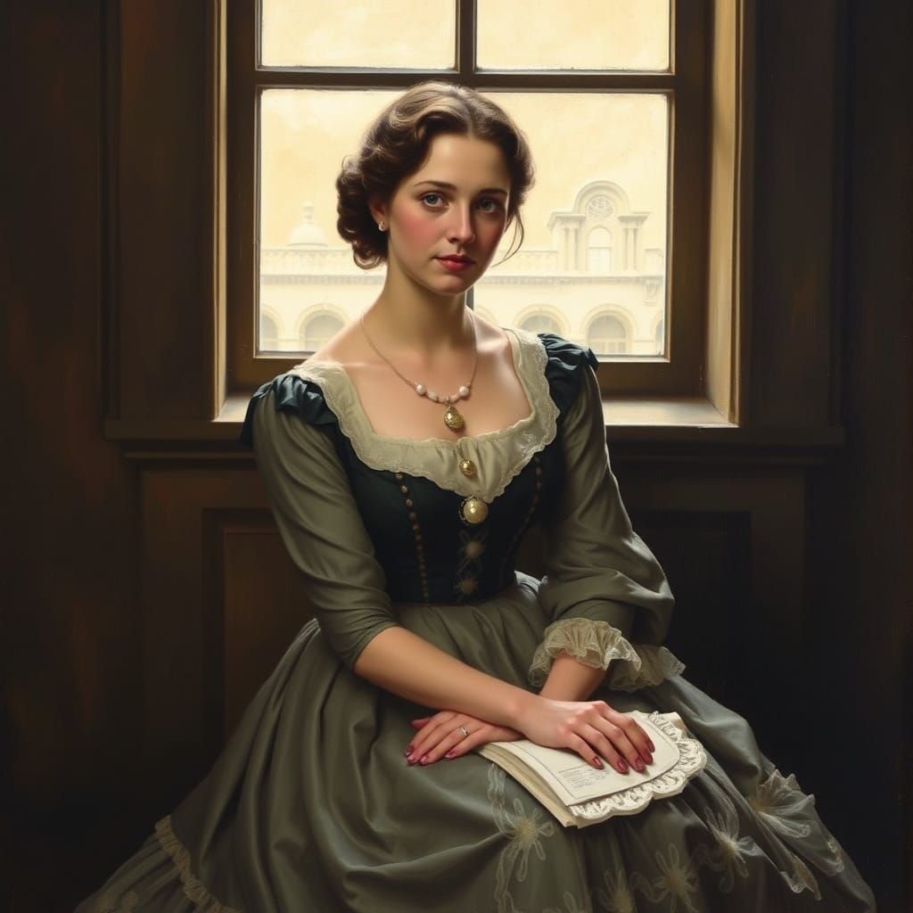 Edwardian Woman in Baroque Rococo Portrait