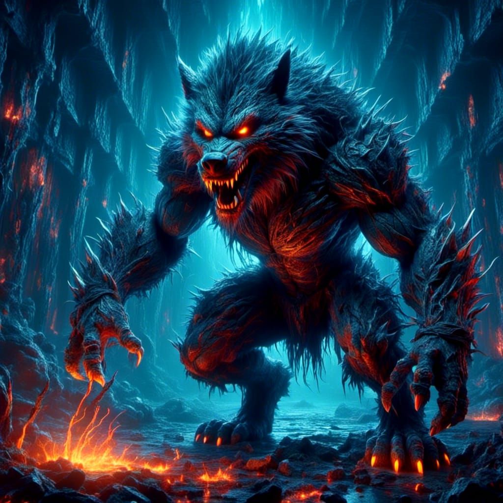 Angry Werewolf Portrait in Crystal Frame