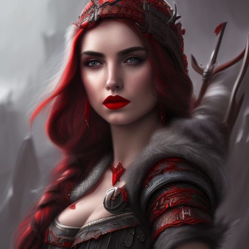 Viking Woman in Snow: Detailed Matte Painting