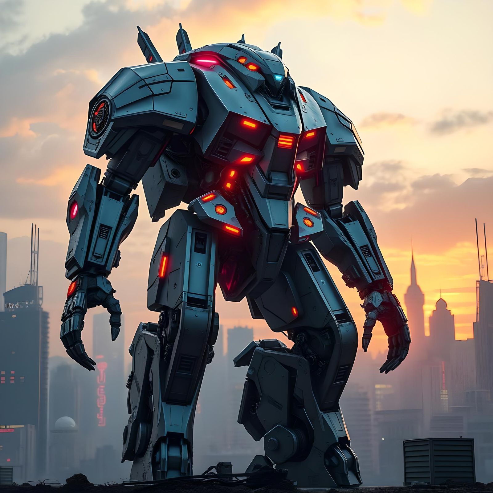 Awesome Mech Warrior Robot Illustration