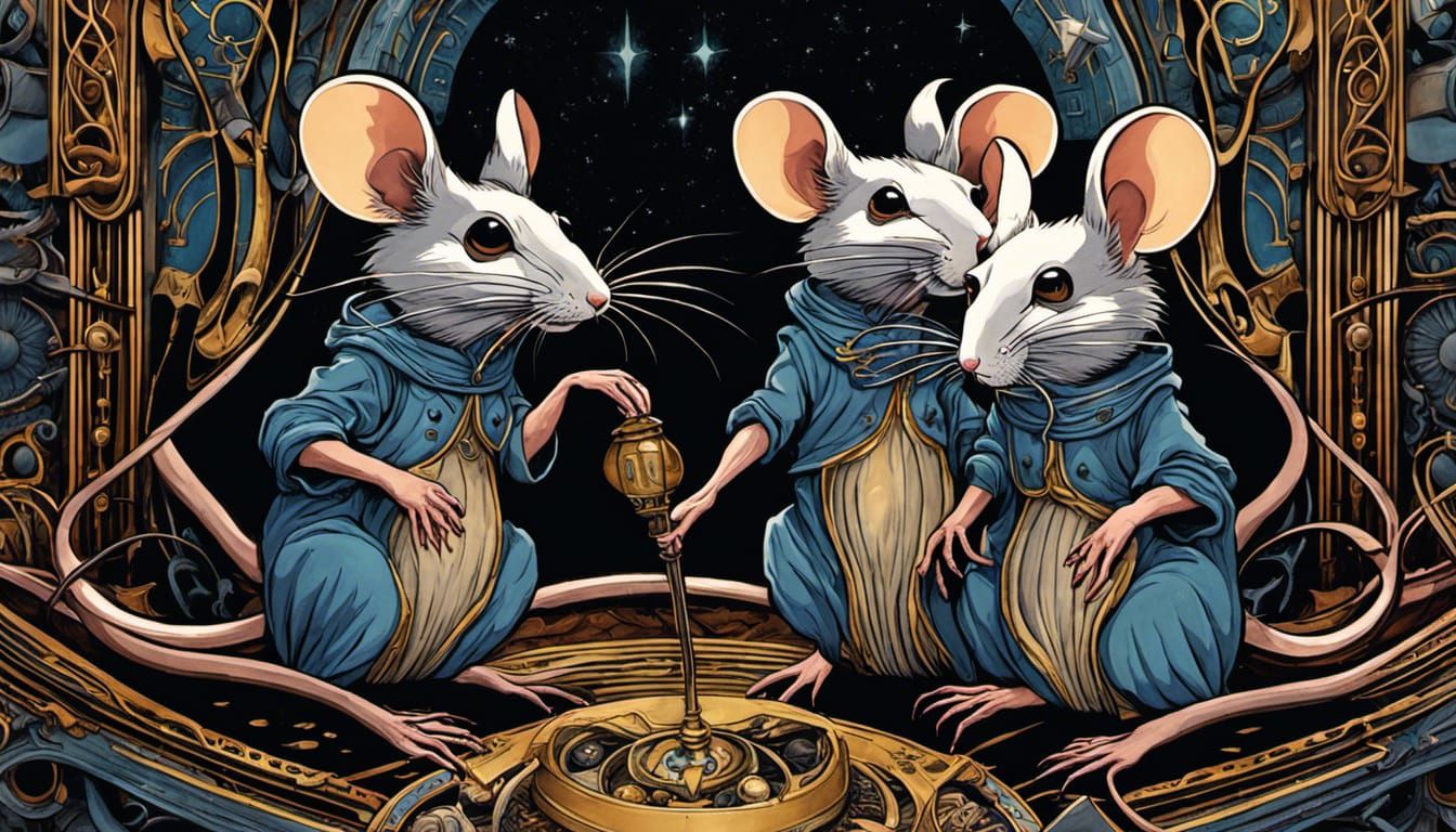 Post-Apocalyptic Mice in Art Nouveau Gouache