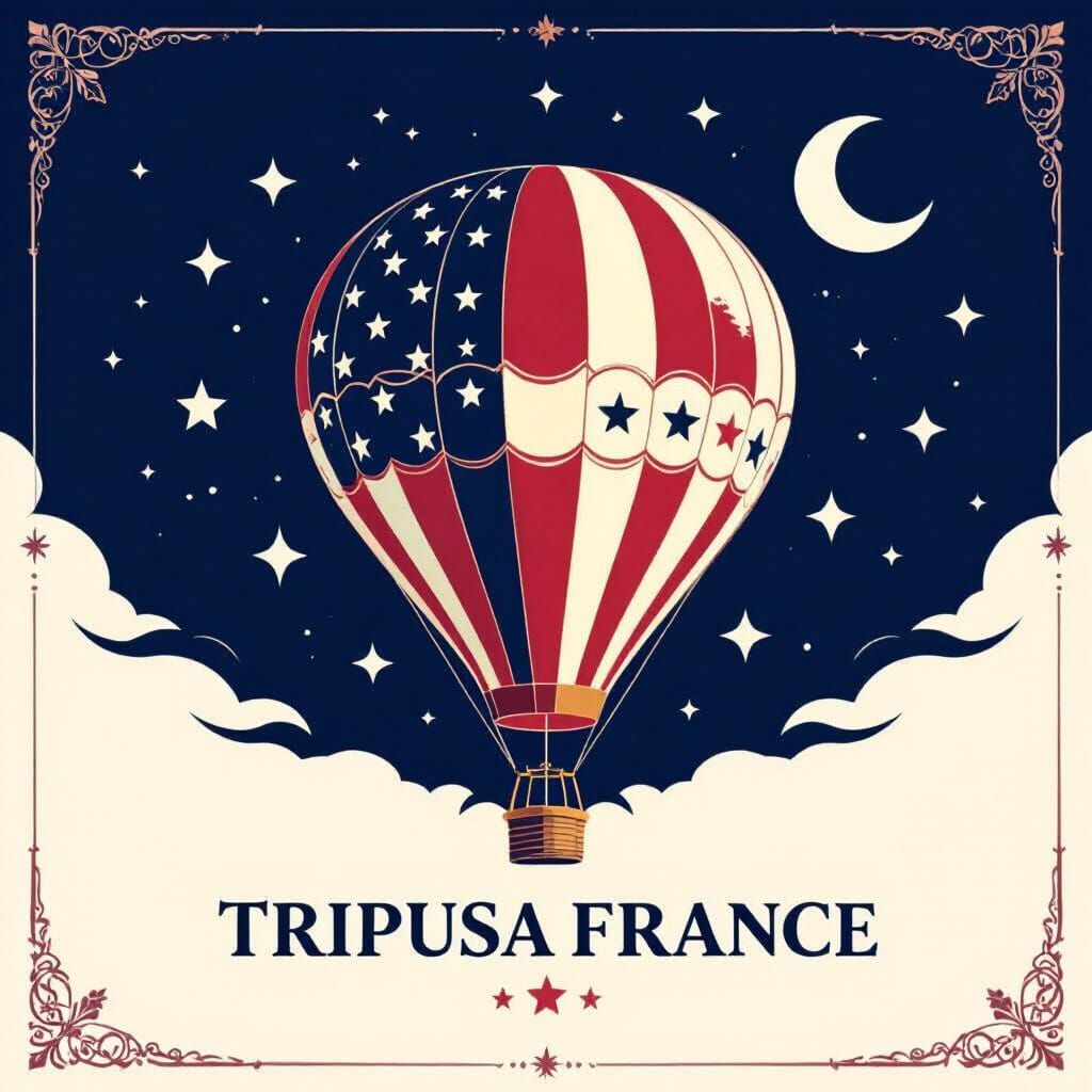 Elegant TripUSAFrance Logo: Hot Air Balloon Design