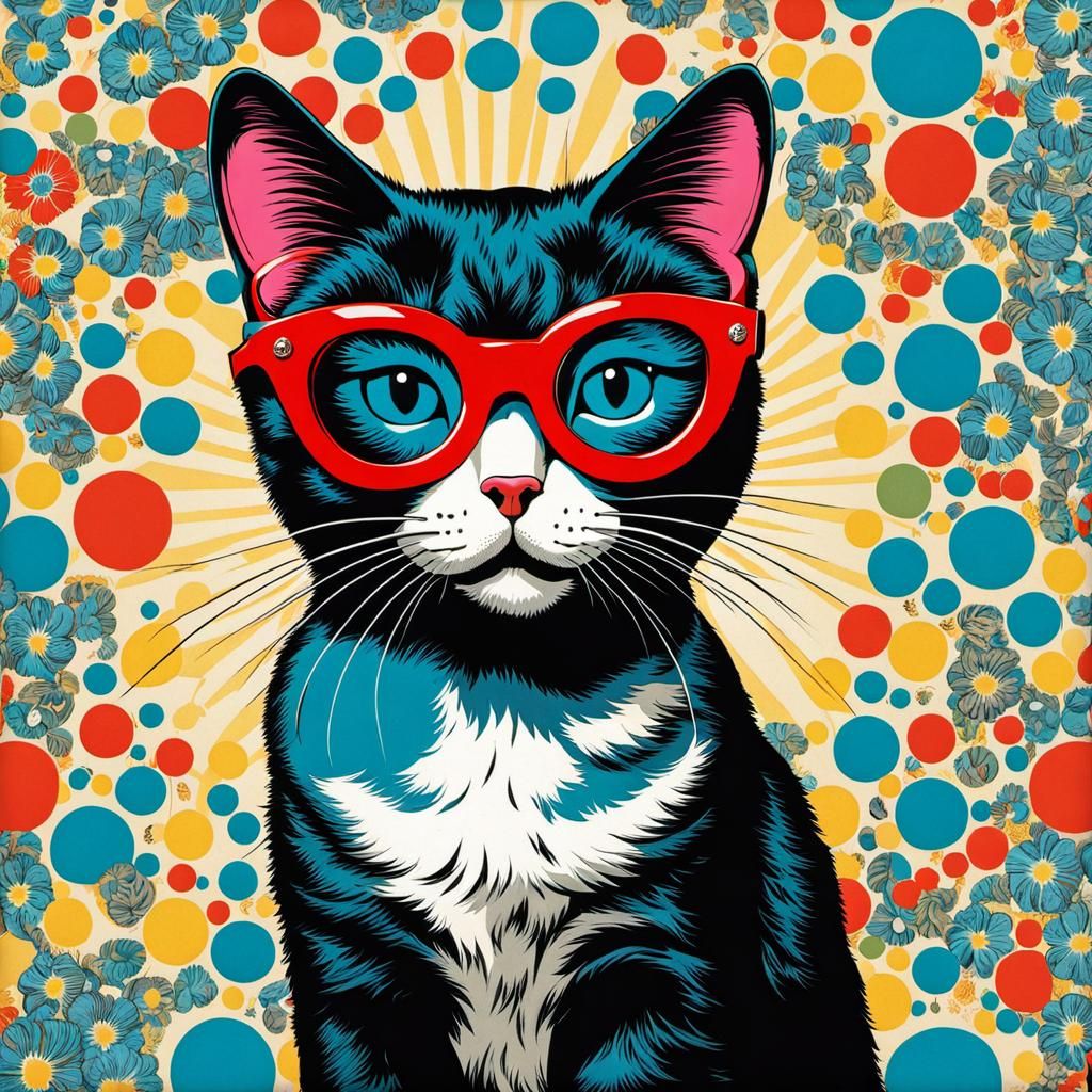 Cat in Glasses: 1950s Pop Art Comic Book