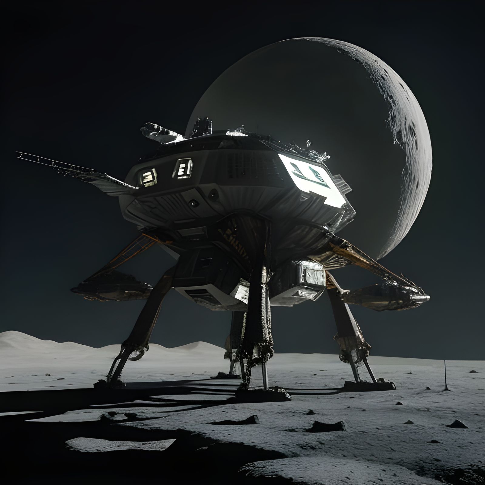 Spaceship Landing on the Moon: A Sci-Fi Scene