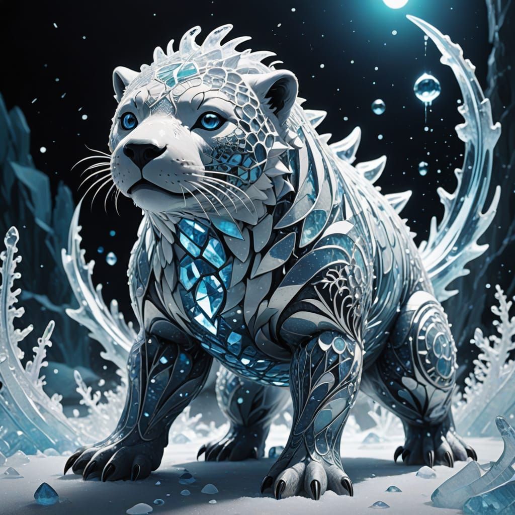 Ethereal Seal-Like Pokémon with Crystalline Ice Formations i...