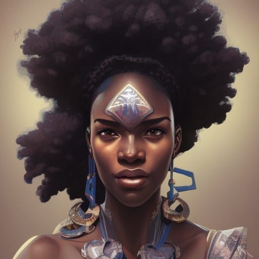 Detailed African Woman Superhero Portrait
