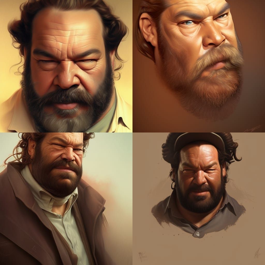 Bud Spencer Surreal Portrait with Detailed Face