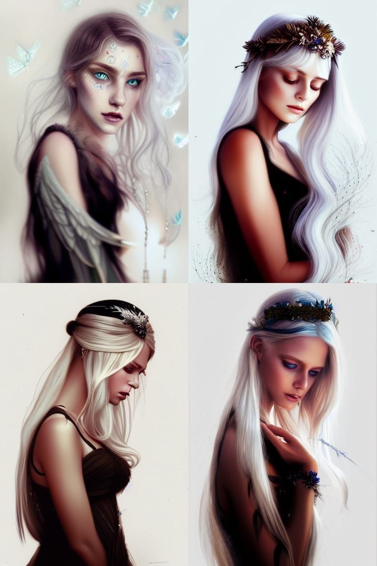 Winged Woman in Forest: Hyperdetailed Concept Art