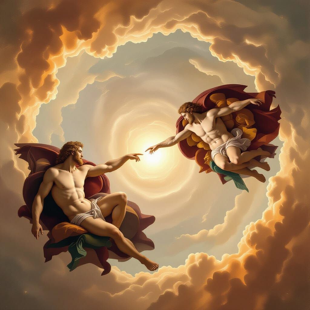 Cosmic Creation of Adam: Renaissance Surrealism
