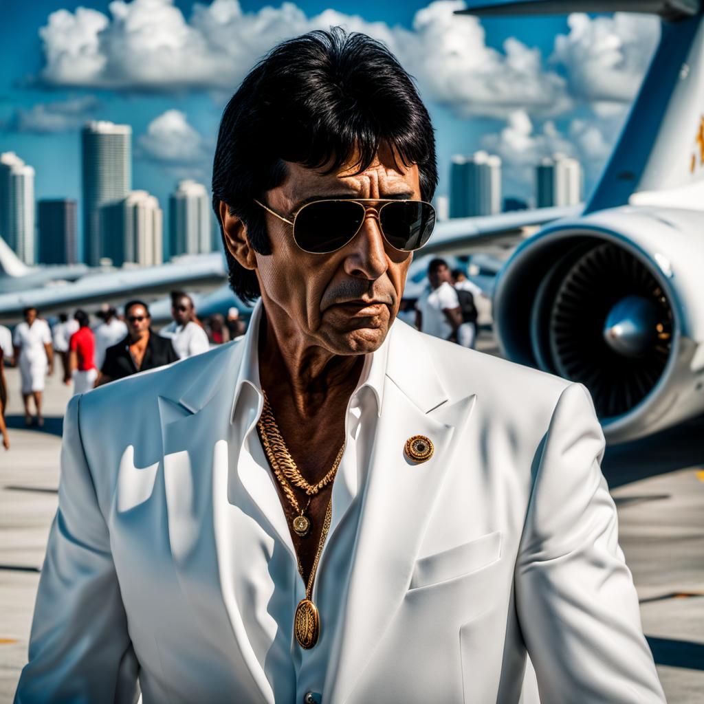 Tony Montana Arrives in Miami: Hyperrealistic Portrait