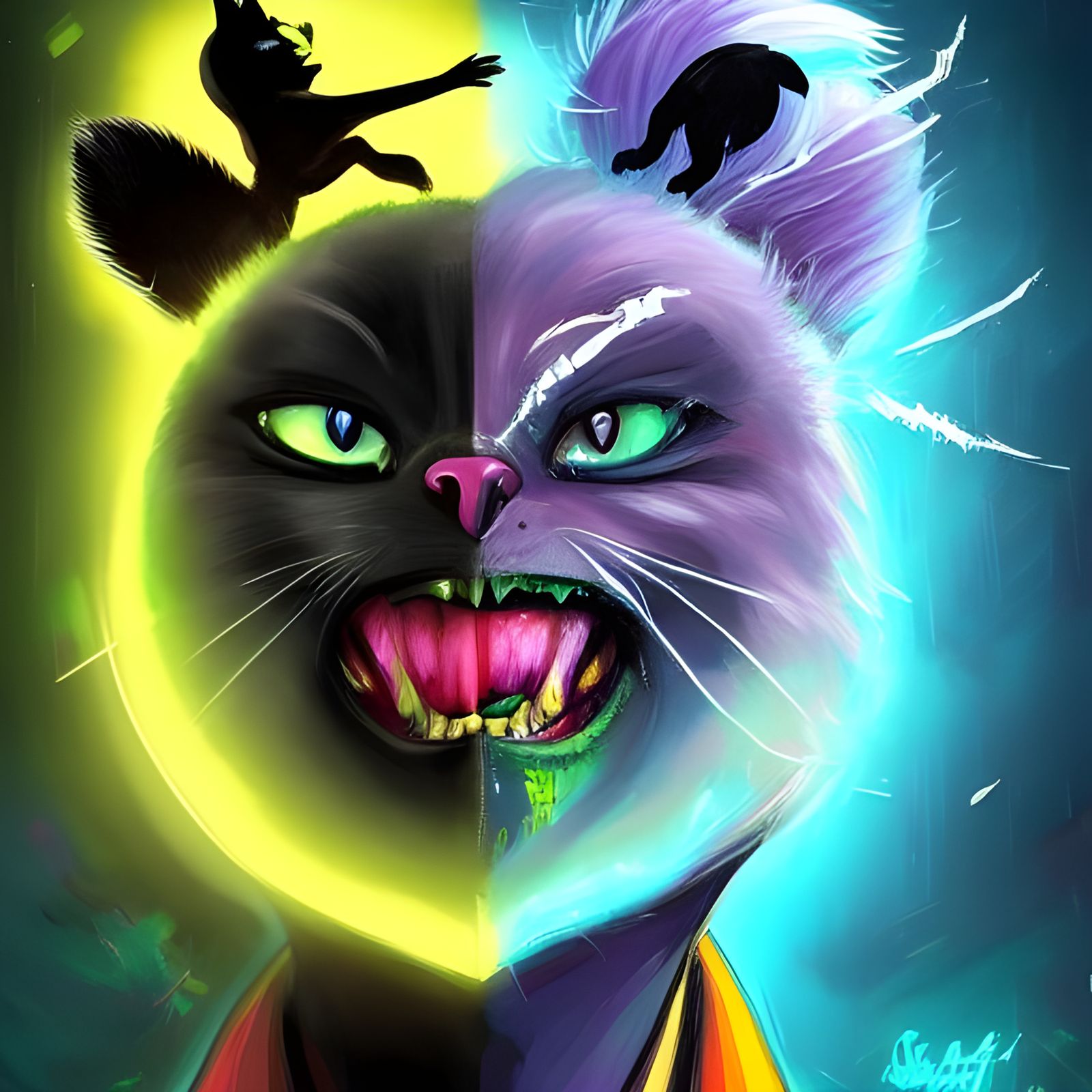 Black Cat with Joker Smile: Cinematic Unreal Engine Render