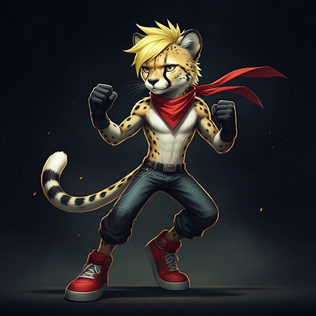 Stylized Cheetah Character in Detailed Digital Painting