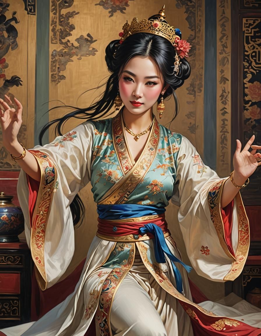 Chinese Woman Dancing in Harem Portrait