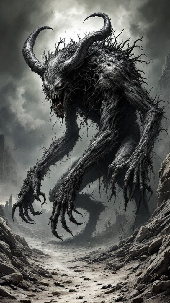 Grotesque Demon Emerges from Shadows in Desolate Las Vegas L...