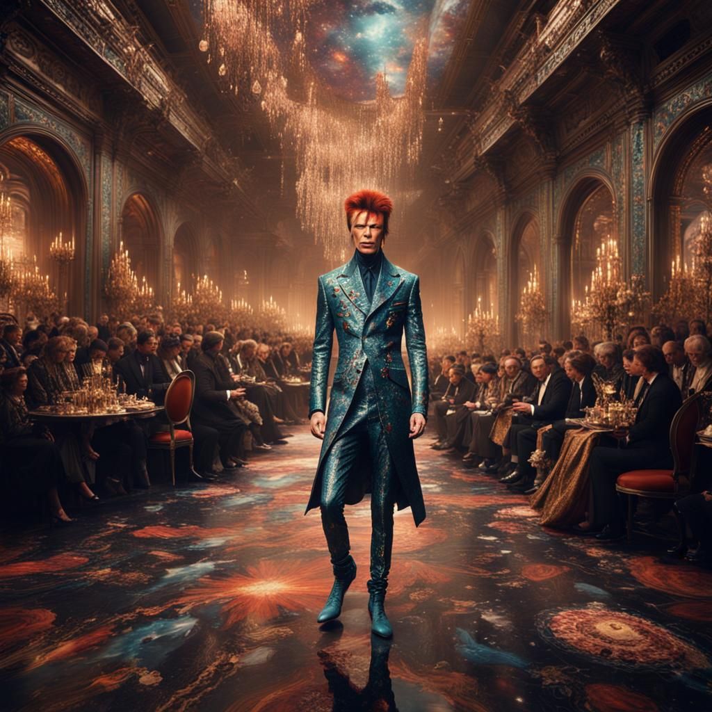 David Bowie Inspired Runway Model, Digital Art