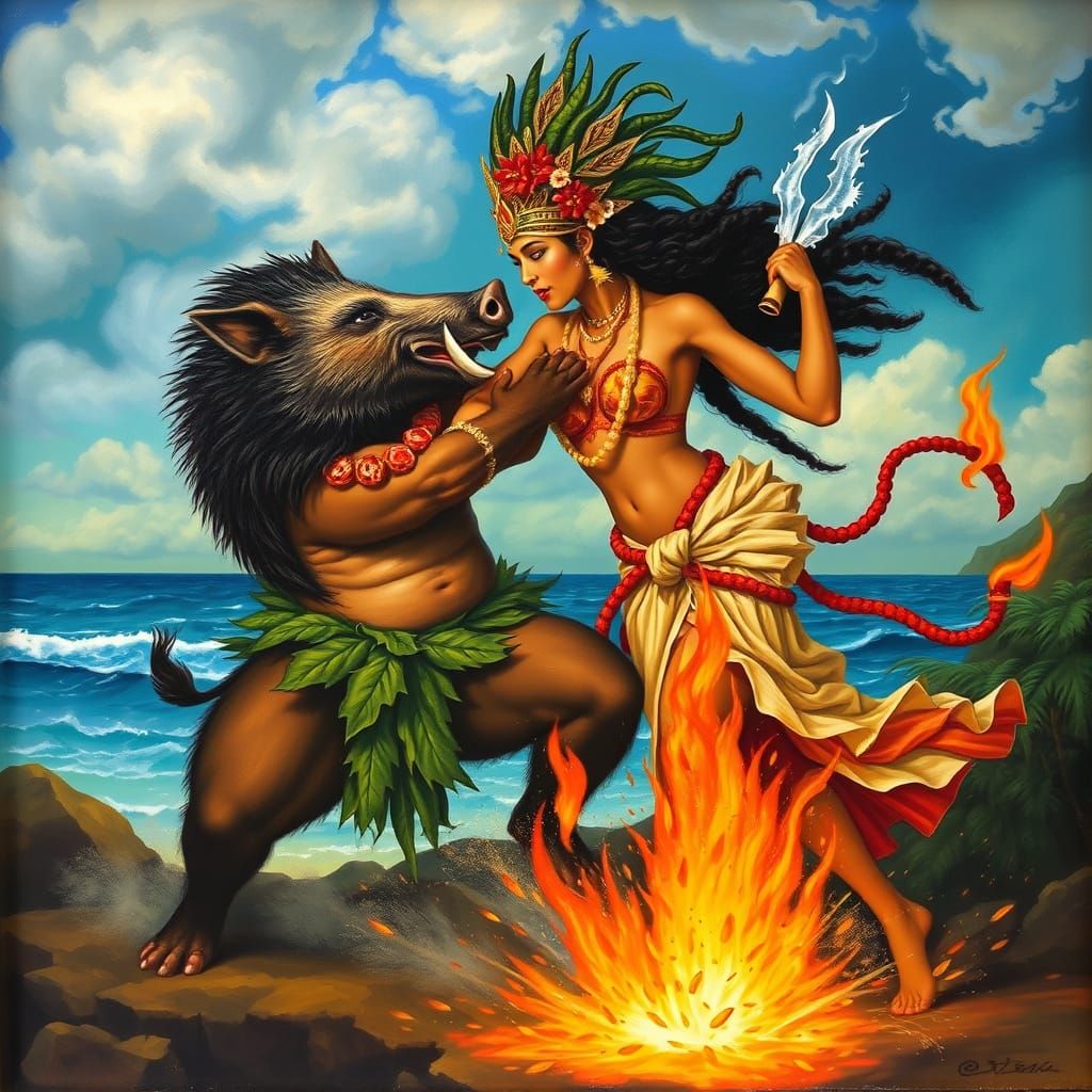 Tahitian Gods Clash in Passionate Rivalry