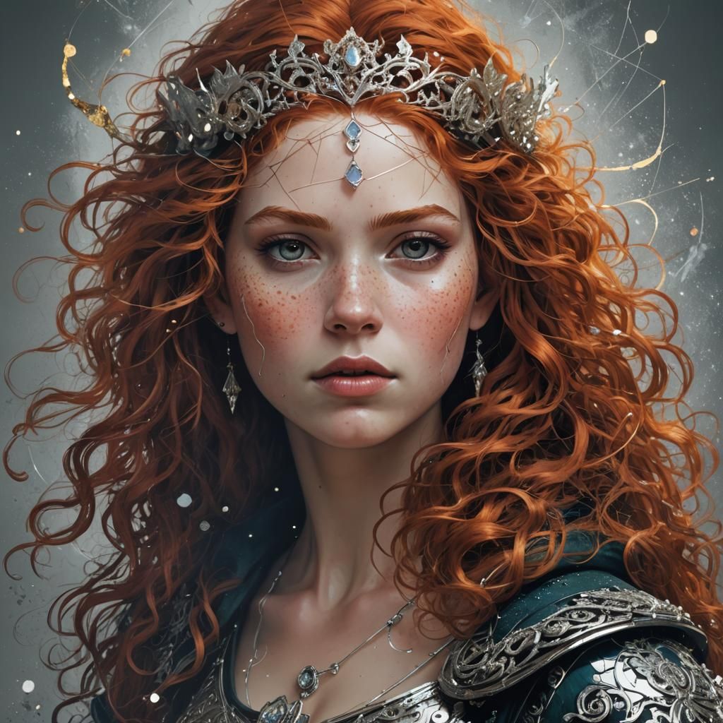Princess Merida Portrait with Silver Filigree