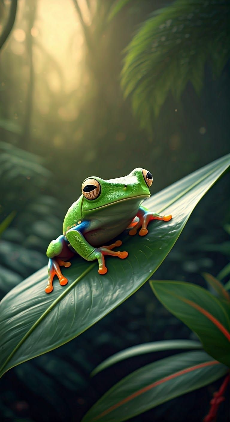 Lush Jungle Frog in a Stylized 3D Render