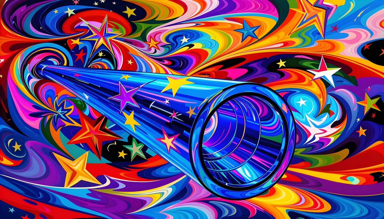 Iridescent Cylinder Mirrored in Kandinsky Star Cosmos