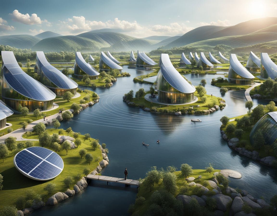 Solar Cityscape in Vibrant Futuristic Style