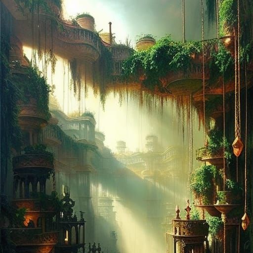 Dreamy Hanging Gardens of Babylon: Digital Matte Painting