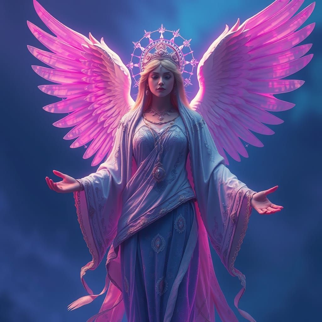 Ethereal Divine Angel in Lemurian Attire with 4 Arms