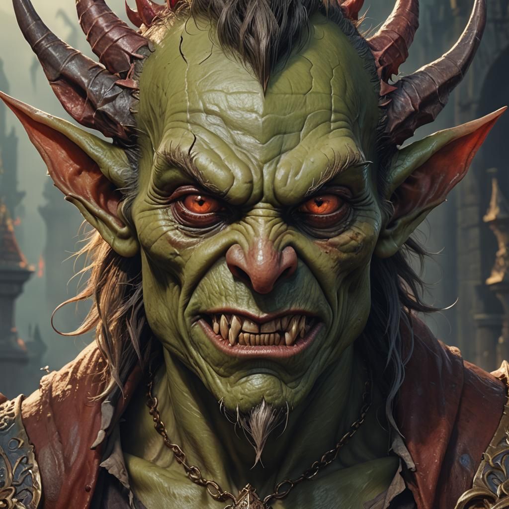 Handsome Goblin-Devil Hybrid Portrait: Epic Fantasy Art
