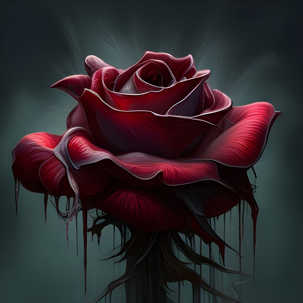Bleeding Black Rose: Dark Fantasy Art