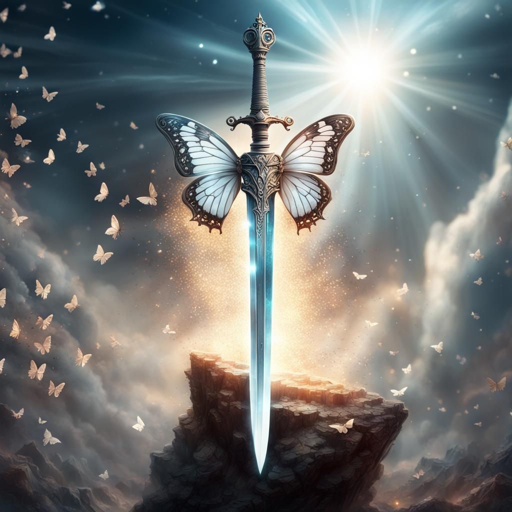 Crystal Sword Bursting with Light and Magic