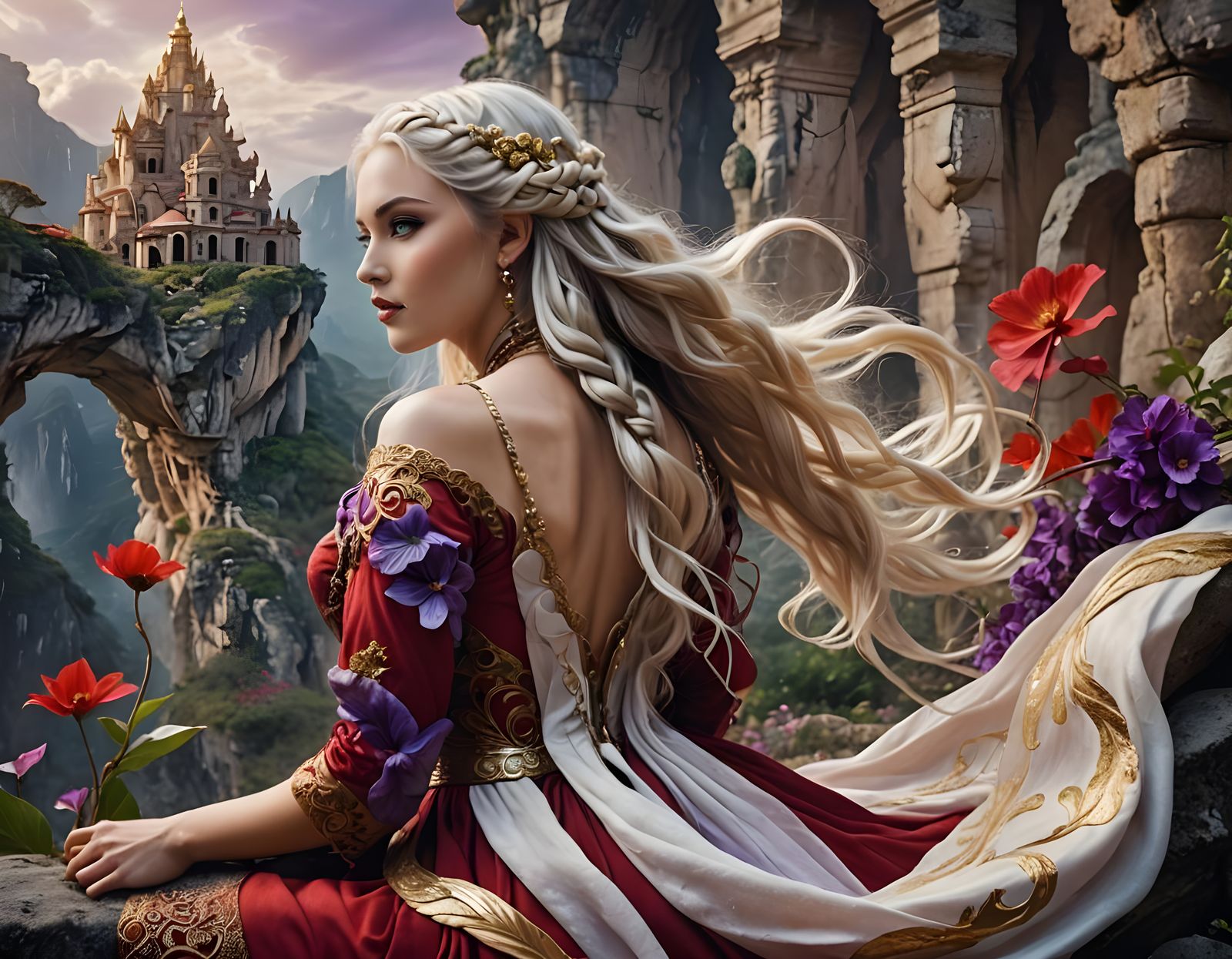 Woman with Braided Hair in Stone Forest