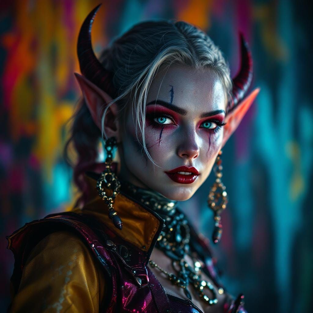 Evil Elf with Harley Quinn Style Makeup