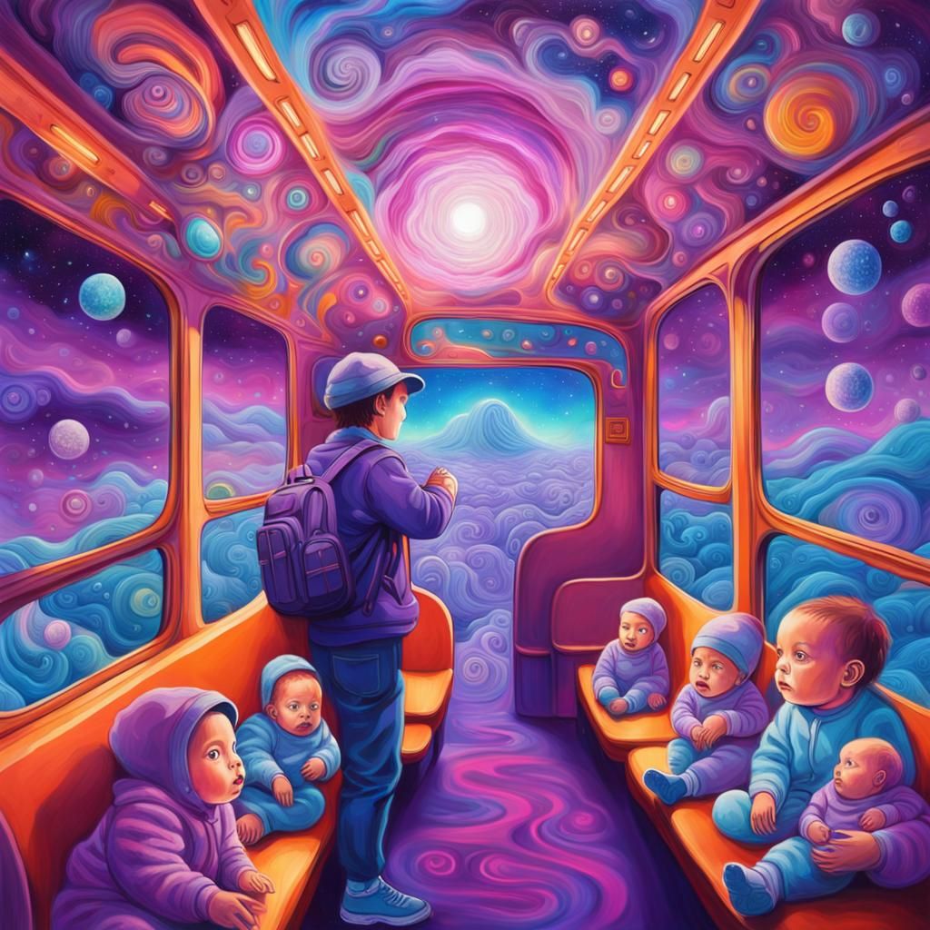 Psychedelic Train Ride with Holographic Babies