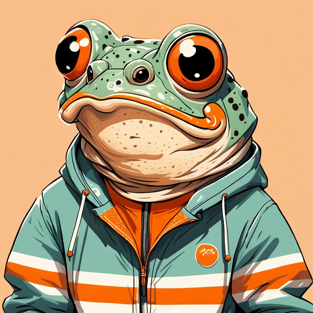 Cartoon Toad in Sporty Jacket Illustration