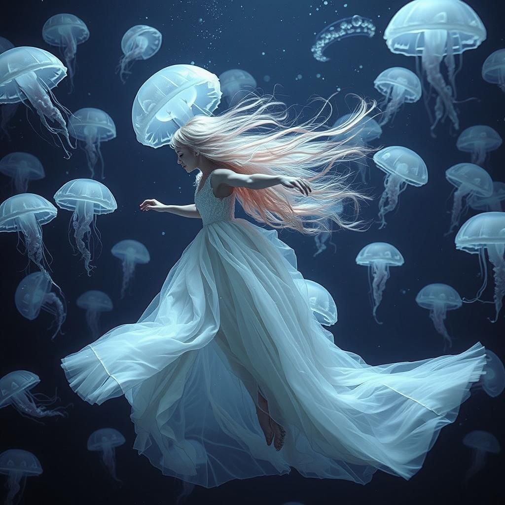 Ethereal Underwater Dance with Jellyfish