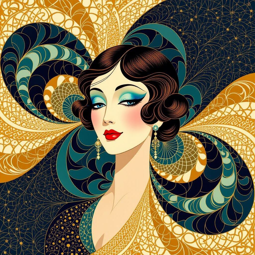 1925 Fashion Style Abstract Vector Fractal Art Deco