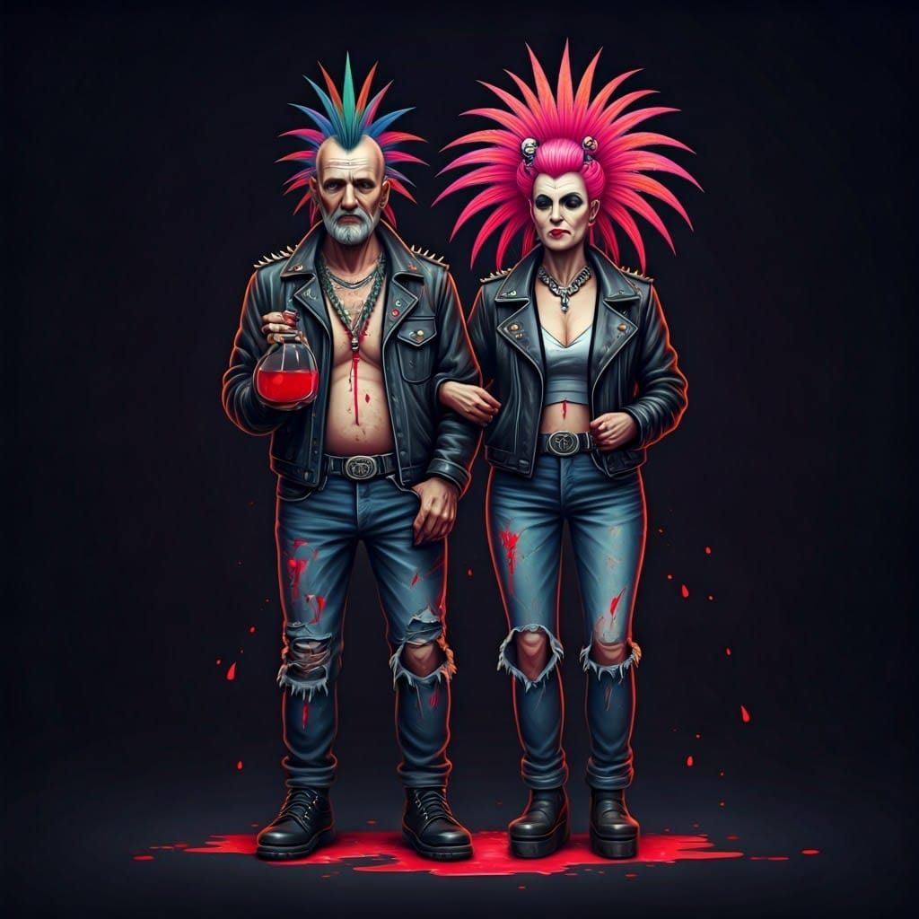Rebellious Elderly Punk Rock Couple