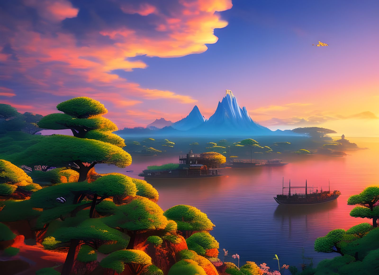 Most Beautiful Place at Sunset, Digital Illustration