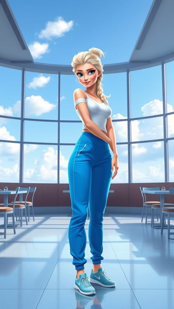 Elsa in Casual Athleisure Style, Inspired by Disney Animatio...