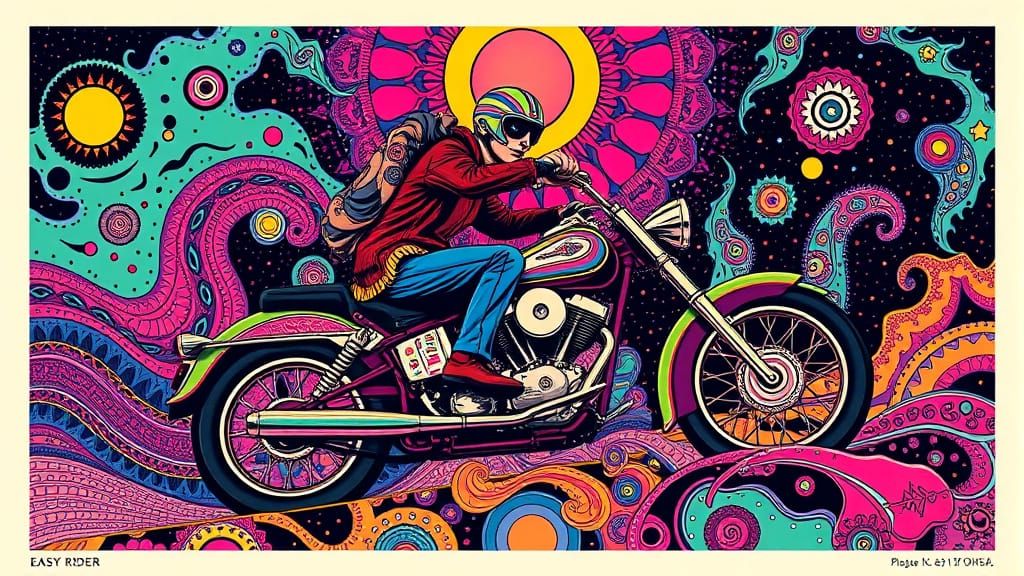 Psychedelic 60s Art Poster with Vibrating Colors