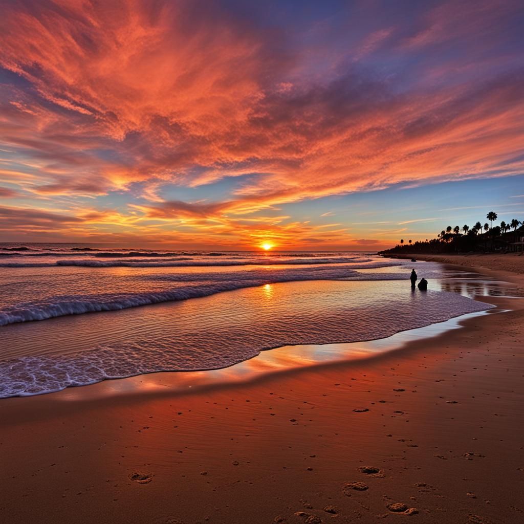 Beautiful Sunset Over a Peaceful Beach