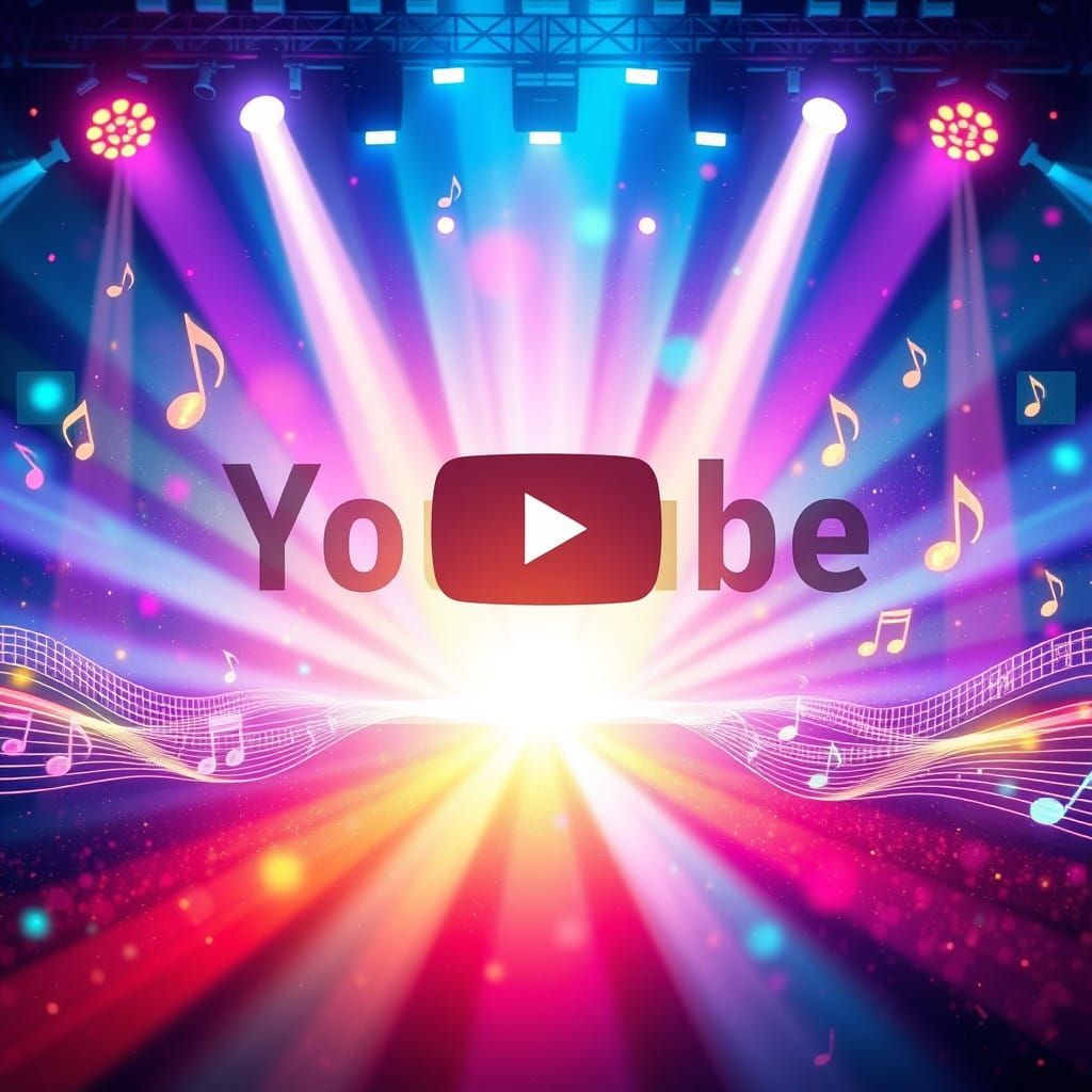 Glowing Music Notes Concert Banner in Vibrant Neon Aesthetic