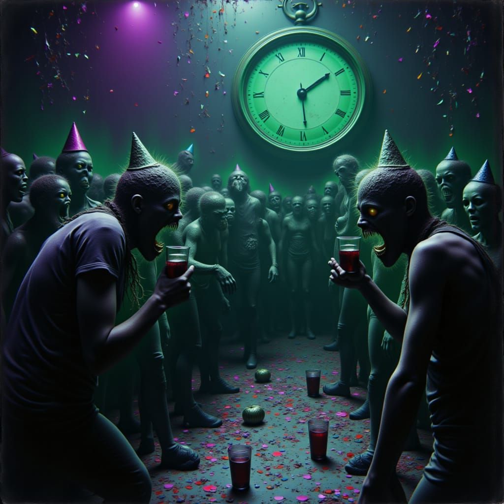 Zombie New Year's Eve Party in Gothic Horror Style