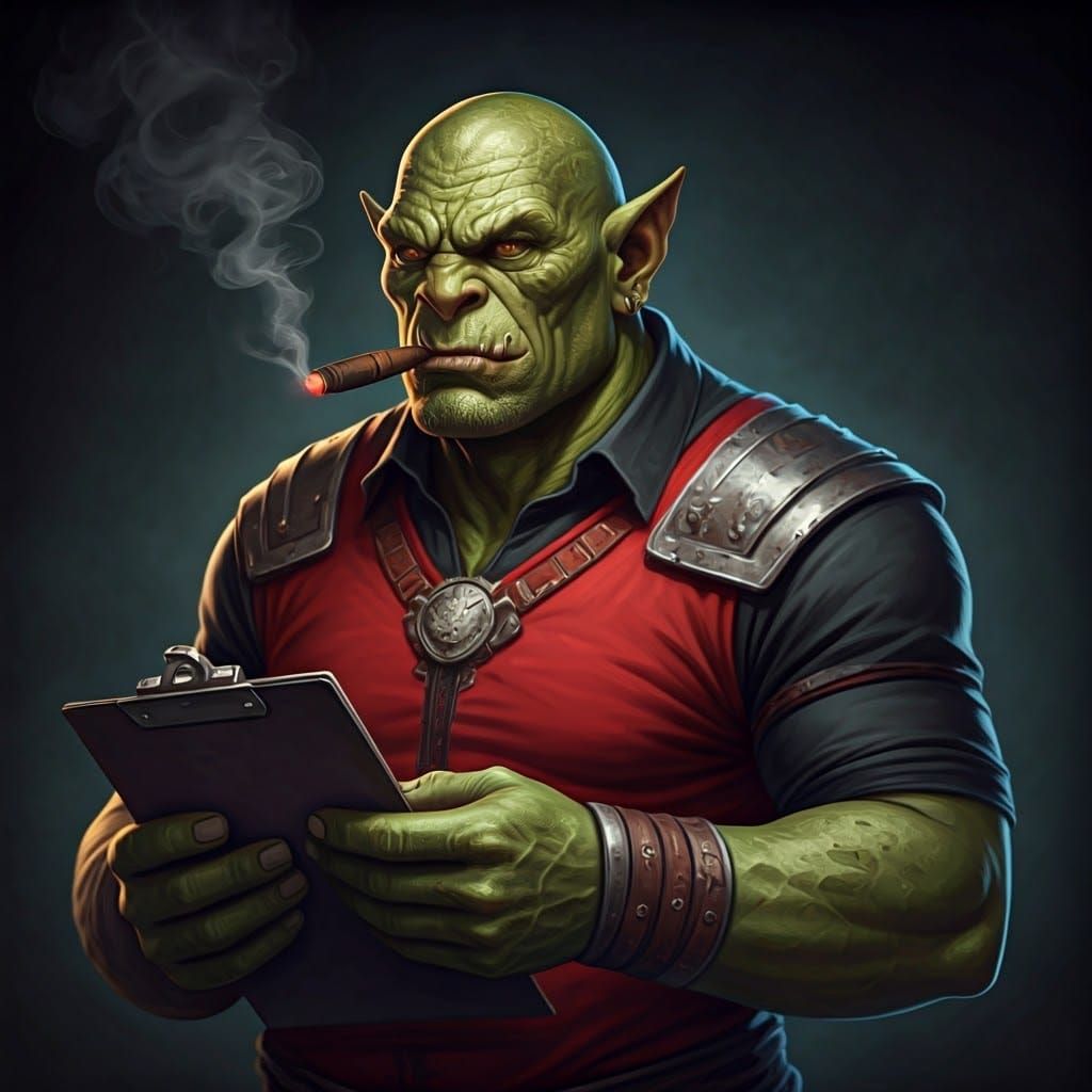 Fierce Red and Black Orc Head Coach