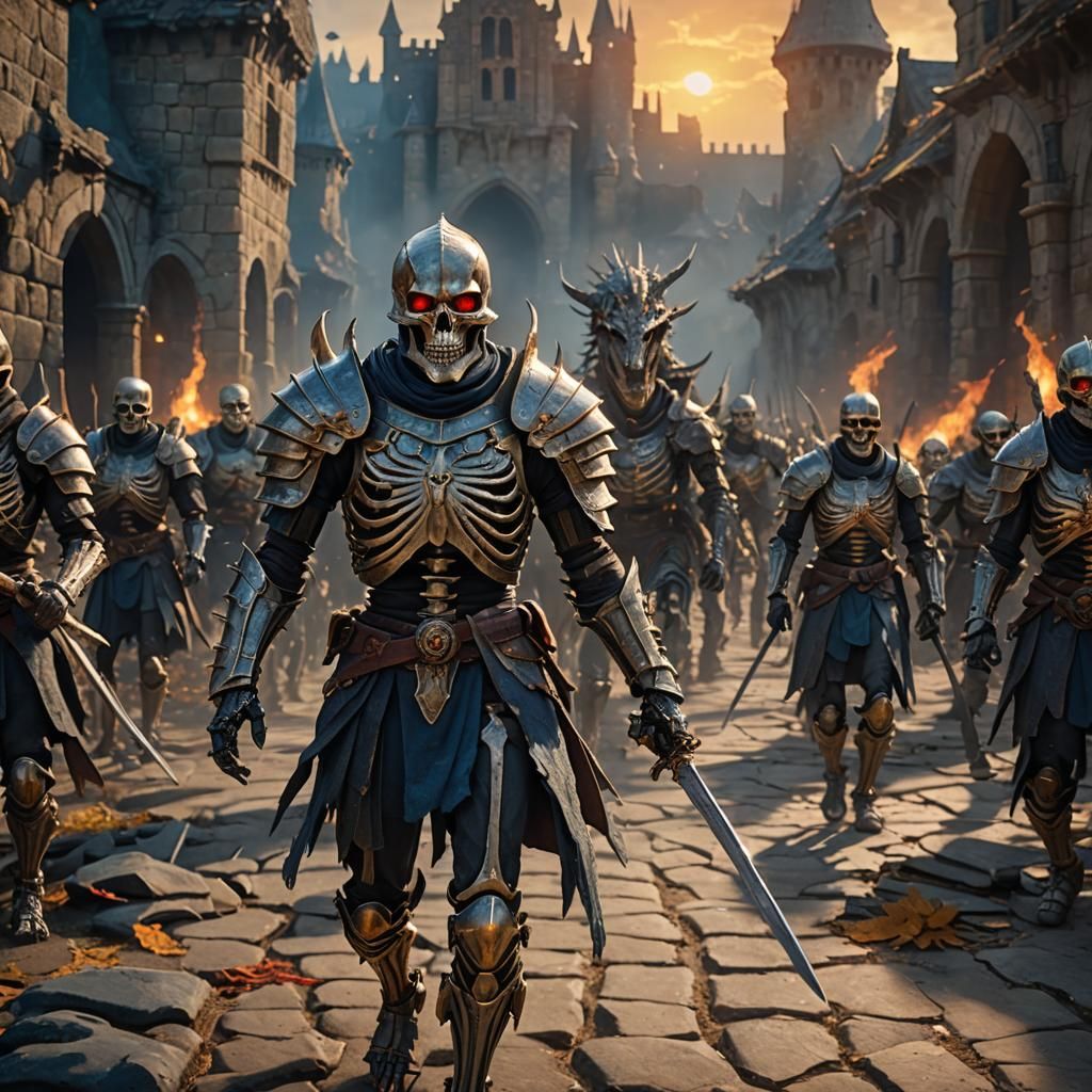 Skeleton Army Marches to Kingdom: Fantasy Concept Art
