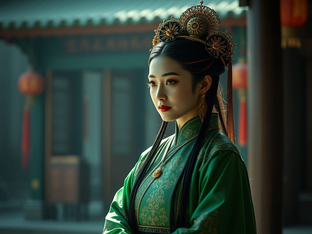 Chinese Queen in Dramatic Cinematic Portrait