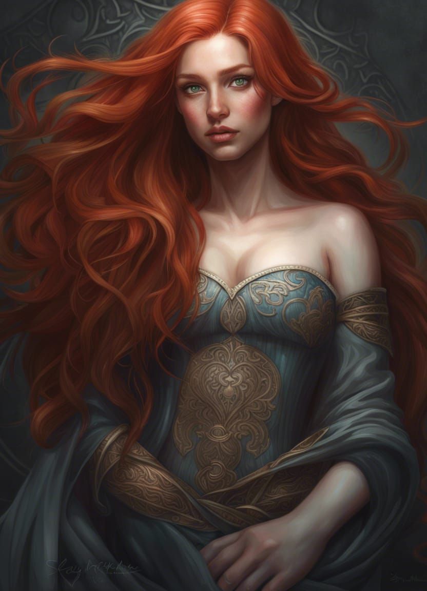 Redhead Goddess Portrait in Hyper-Detailed Digital Art