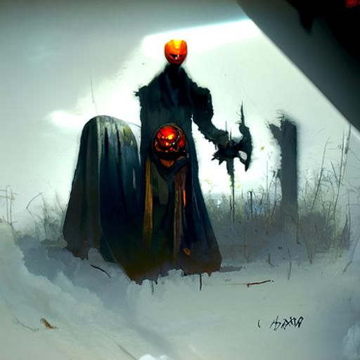 Sinister Pumpkin Head in Fantasy Art Style