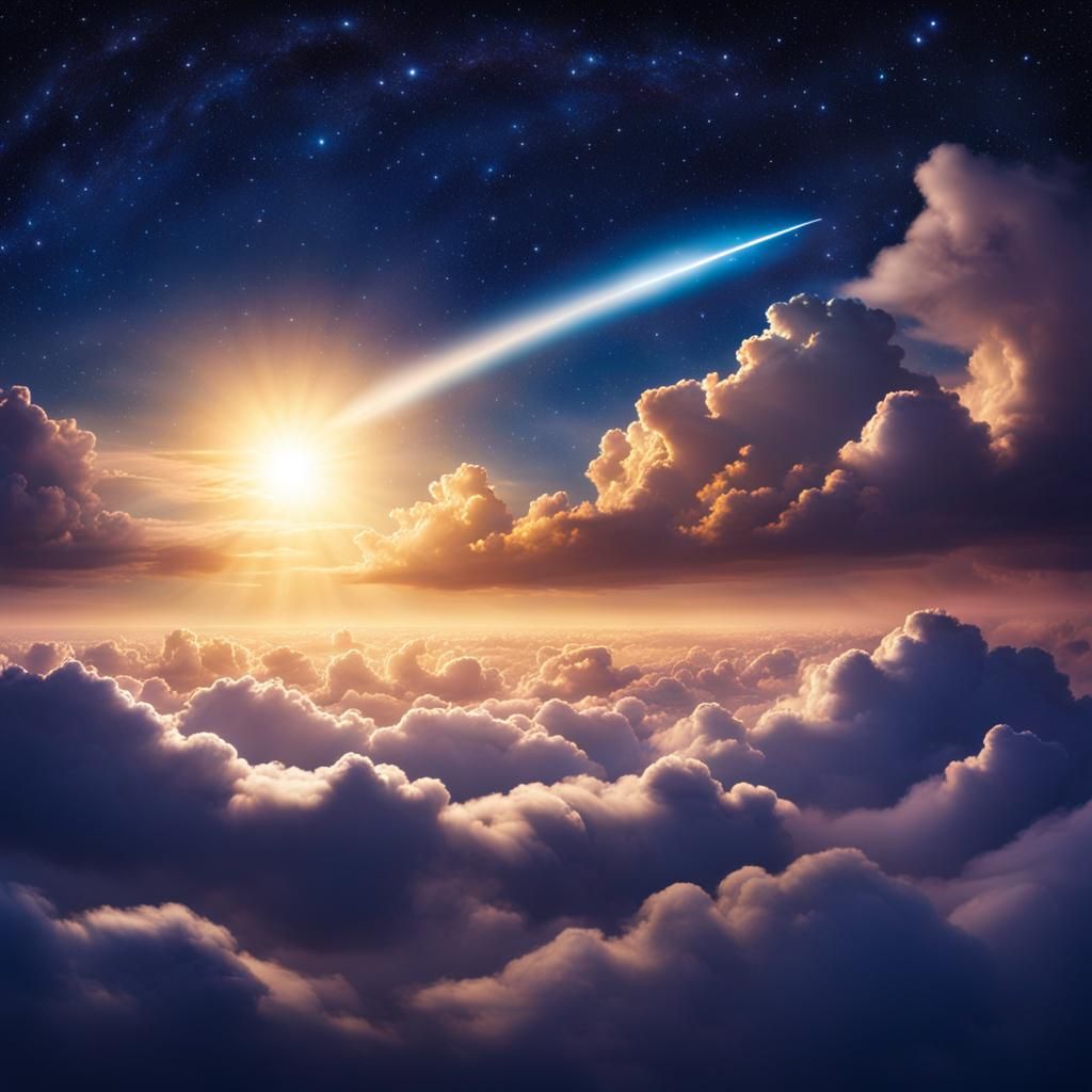 Starry Night Sky with Shooting Star